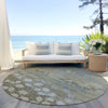 Piper Looms Chantille Floral ACN1900 Khaki Machine Washable Area Rug Round Outdoor Lifestyle Image Feature
