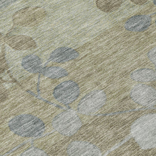 Piper Looms Chantille Floral ACN1900 Khaki Machine Washable Area Rug Swatch Image