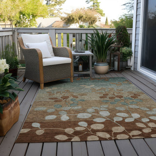 Piper Looms Chantille Floral ACN1900 Mocha Machine Washable Area Rug Outdoor Lifestyle Image Feature