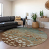 Piper Looms Chantille Floral ACN1900 Mocha Machine Washable Area Rug Round Lifestyle Image Feature