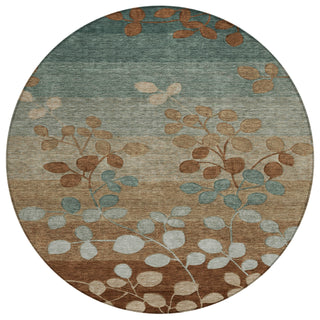 Piper Looms Chantille Floral ACN1900 Mocha Machine Washable Area Rug Round Main Image