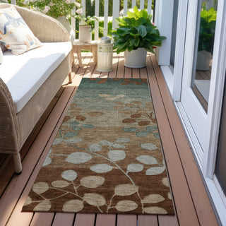 Piper Looms Chantille Floral ACN1900 Mocha Machine Washable Area Rug Runner Outdoor Lifestyle Image Feature