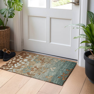 Piper Looms Chantille Floral ACN1900 Mocha Machine Washable Area Rug Scatter Lifestyle Image Feature