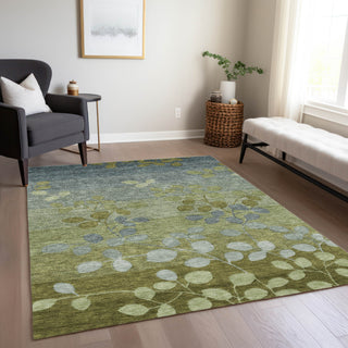 Piper Looms Chantille Floral ACN1900 Olive Machine Washable Area Rug Lifestyle Image Feature