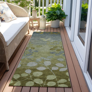Piper Looms Chantille Floral ACN1900 Olive Machine Washable Area Rug Runner Outdoor Lifestyle Image Feature