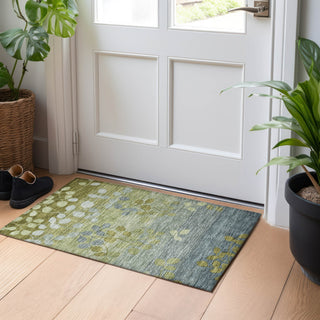 Piper Looms Chantille Floral ACN1900 Olive Machine Washable Area Rug Scatter Lifestyle Image Feature