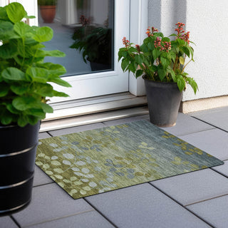 Piper Looms Chantille Floral ACN1900 Olive Machine Washable Area Rug Scatter Outdoor Lifestyle Image Feature