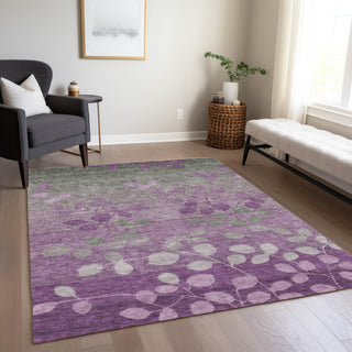 Piper Looms Chantille Floral ACN1900 Purple Machine Washable Area Rug Lifestyle Image Feature