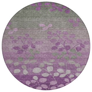 Piper Looms Chantille Floral ACN1900 Purple Machine Washable Area Rug Round Main Image