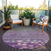 Piper Looms Chantille Floral ACN1900 Purple Machine Washable Area Rug Round Outdoor Lifestyle Image Feature