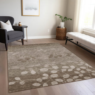 Piper Looms Chantille Floral ACN1900 Taupe Machine Washable Area Rug Lifestyle Image Feature