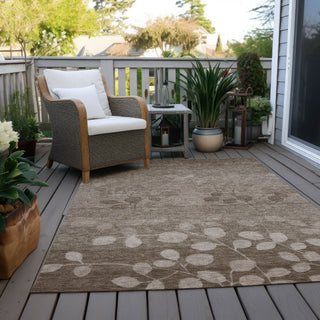 Piper Looms Chantille Floral ACN1900 Taupe Machine Washable Area Rug Outdoor Lifestyle Image Feature