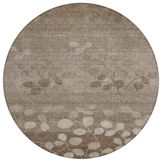 Piper Looms Chantille Floral ACN1900 Taupe Machine Washable Area Rug Round Main Image
