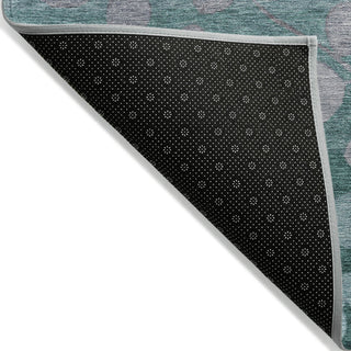 Piper Looms Chantille Floral ACN1900 Teal Machine Washable Area Rug Backing Image