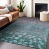 Piper Looms Chantille Floral ACN1900 Teal Machine Washable Area Rug Lifestyle Image Feature