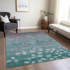 Piper Looms Chantille Floral ACN1900 Teal Machine Washable Area Rug Lifestyle Image Feature