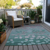 Piper Looms Chantille Floral ACN1900 Teal Machine Washable Area Rug Outdoor Lifestyle Image Feature