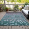 Piper Looms Chantille Floral ACN1900 Teal Machine Washable Area Rug Outdoor Lifestyle Image Feature
