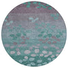 Piper Looms Chantille Floral ACN1900 Teal Machine Washable Area Rug Round Main Image