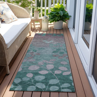 Piper Looms Chantille Floral ACN1900 Teal Machine Washable Area Rug Runner Outdoor Lifestyle Image Feature