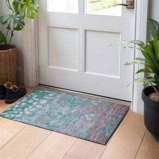 Piper Looms Chantille Floral ACN1900 Teal Machine Washable Area Rug Scatter Lifestyle Image Feature