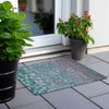 Piper Looms Chantille Floral ACN1900 Teal Machine Washable Area Rug Scatter Outdoor Lifestyle Image Feature