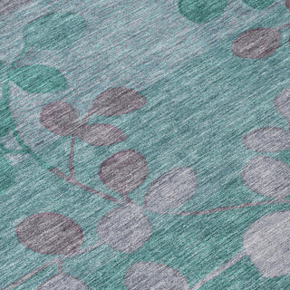 Piper Looms Chantille Floral ACN1900 Teal Machine Washable Area Rug Swatch Image