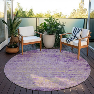 Piper Looms Chantille Modern ACN1901 Purple Machine Washable Area Rug Round Outdoor Lifestyle Image Feature