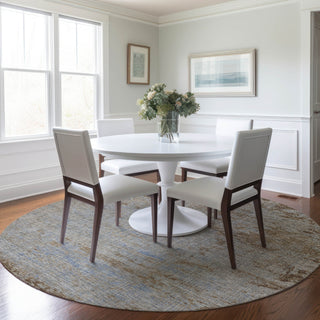 Piper Looms Chantille Modern ACN1901 Taupe Machine Washable Area Rug Round Lifestyle Image Feature