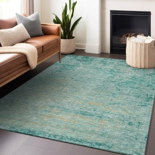 Piper Looms Chantille Modern ACN1901 Teal Machine Washable Area Rug Lifestyle Image Feature