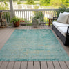 Piper Looms Chantille Modern ACN1901 Teal Machine Washable Area Rug Outdoor Lifestyle Image Feature