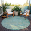 Piper Looms Chantille Modern ACN1901 Teal Machine Washable Area Rug Round Outdoor Lifestyle Image Feature