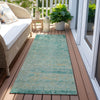 Piper Looms Chantille Modern ACN1901 Teal Machine Washable Area Rug Runner Outdoor Lifestyle Image Feature
