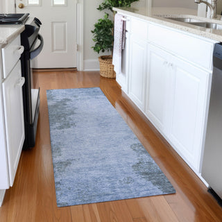 Piper Looms Chantille Modern ACN1902 Blue Machine Washable Area Rug Runner Lifestyle Image Feature