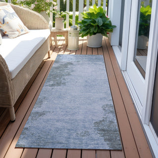 Piper Looms Chantille Modern ACN1902 Blue Machine Washable Area Rug Runner Outdoor Lifestyle Image Feature