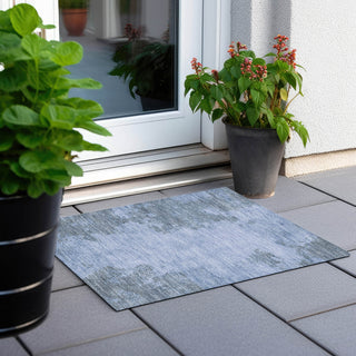 Piper Looms Chantille Modern ACN1902 Blue Machine Washable Area Rug Scatter Outdoor Lifestyle Image Feature