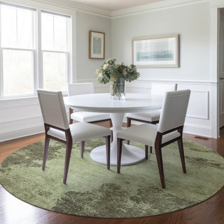 Piper Looms Chantille Modern ACN1902 Olive Machine Washable Area Rug Round Lifestyle Image Feature