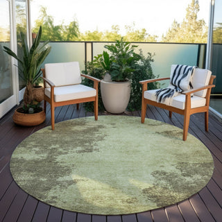 Piper Looms Chantille Modern ACN1902 Olive Machine Washable Area Rug Round Outdoor Lifestyle Image Feature