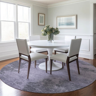 Piper Looms Chantille Modern ACN1902 Purple Machine Washable Area Rug Round Lifestyle Image Feature