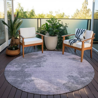 Piper Looms Chantille Modern ACN1902 Purple Machine Washable Area Rug Round Outdoor Lifestyle Image Feature