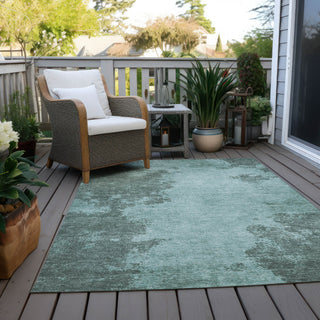 Piper Looms Chantille Modern ACN1902 Teal Machine Washable Area Rug Outdoor Lifestyle Image Feature