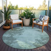 Piper Looms Chantille Modern ACN1902 Teal Machine Washable Area Rug Round Outdoor Lifestyle Image Feature