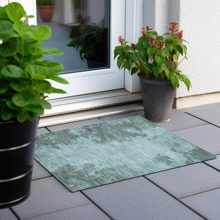 Piper Looms Chantille Modern ACN1902 Teal Machine Washable Area Rug Scatter Outdoor Lifestyle Image Feature
