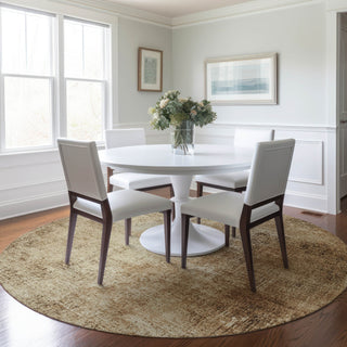Piper Looms Chantille Modern ACN1903 Beige Machine Washable Area Rug Round Lifestyle Image Feature