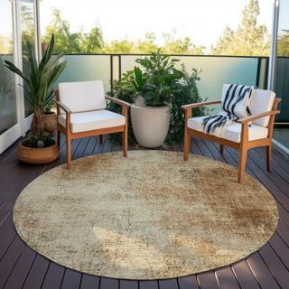 Piper Looms Chantille Modern ACN1903 Beige Machine Washable Area Rug Round Outdoor Lifestyle Image Feature