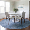 Piper Looms Chantille Modern ACN1903 Blue Machine Washable Area Rug Round Lifestyle Image Feature