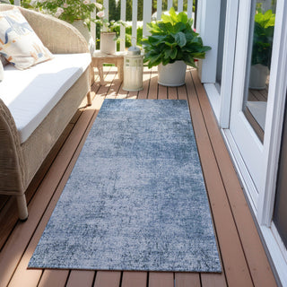 Piper Looms Chantille Modern ACN1903 Blue Machine Washable Area Rug Runner Outdoor Lifestyle Image Feature
