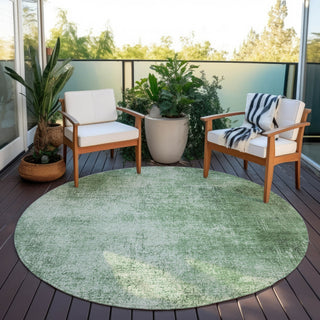Piper Looms Chantille Modern ACN1903 Green Machine Washable Area Rug Round Outdoor Lifestyle Image Feature