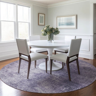 Piper Looms Chantille Modern ACN1903 Lavender Machine Washable Area Rug Round Lifestyle Image Feature