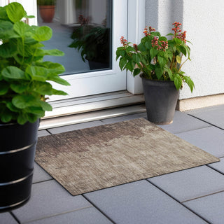 Piper Looms Chantille Modern ACN1904 Chocolate Machine Washable Area Rug Scatter Outdoor Lifestyle Image Feature